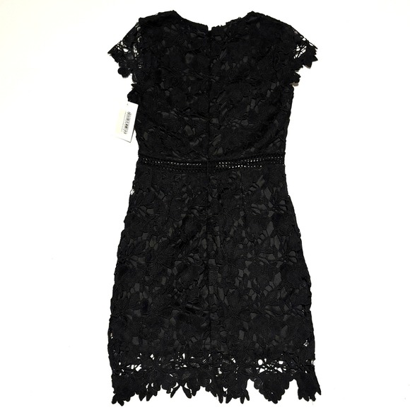 NEW Pink Lily Black Lace Short Sleeve Dress Medium Crochet Whimsigoth Dark Fairy - Picture 3 of 10